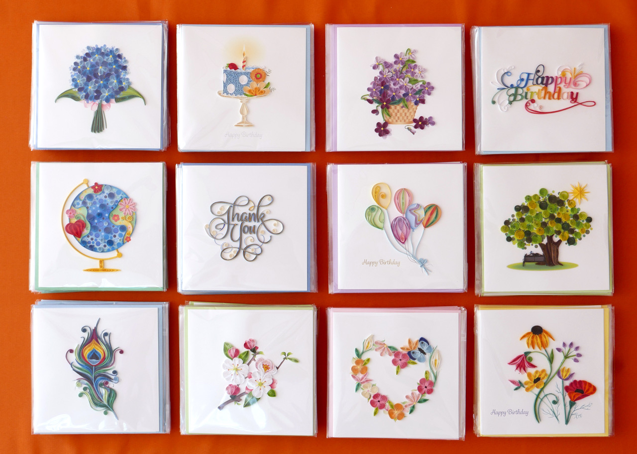 Besondere Grußkarten, wie diese Quilling Cards - ein Kunsthandwerk aus Vietnam